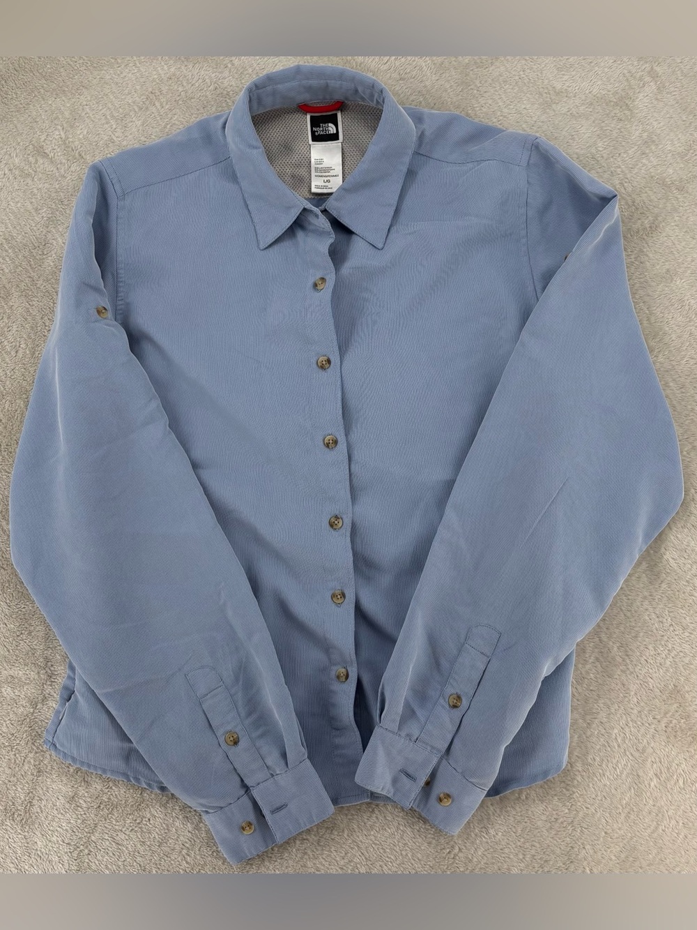 The North Face Women’s Blue Button Up Hiking Outdoor Shirt Large Long Sleeve